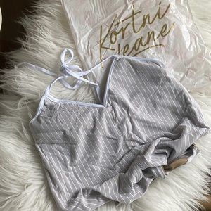 NWOT Kortni Jeane tied up top. White stripe with nude color layer. Size M